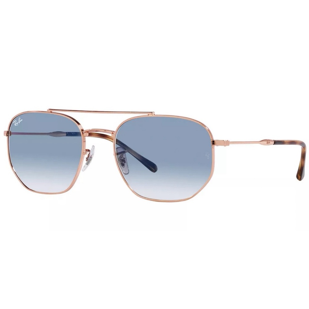 Ray-Ban RB3707 Sunglasses Rose Gold Blue Irregular 57mm Unisex 100% Authentic